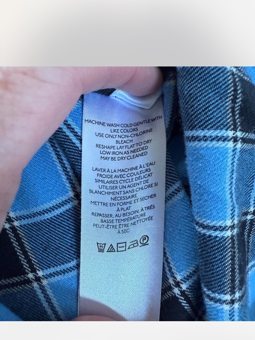 Anthropologie Pilcro Contrast Flannel Pullover Sweatshirt Blue Plaid Size Large - Picture 7 of 7